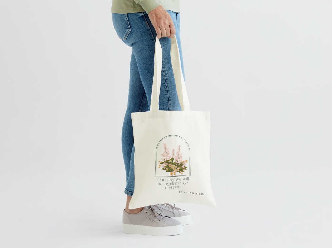 "One Day We Will Be Together for Eternity" Daisy Tote Bag