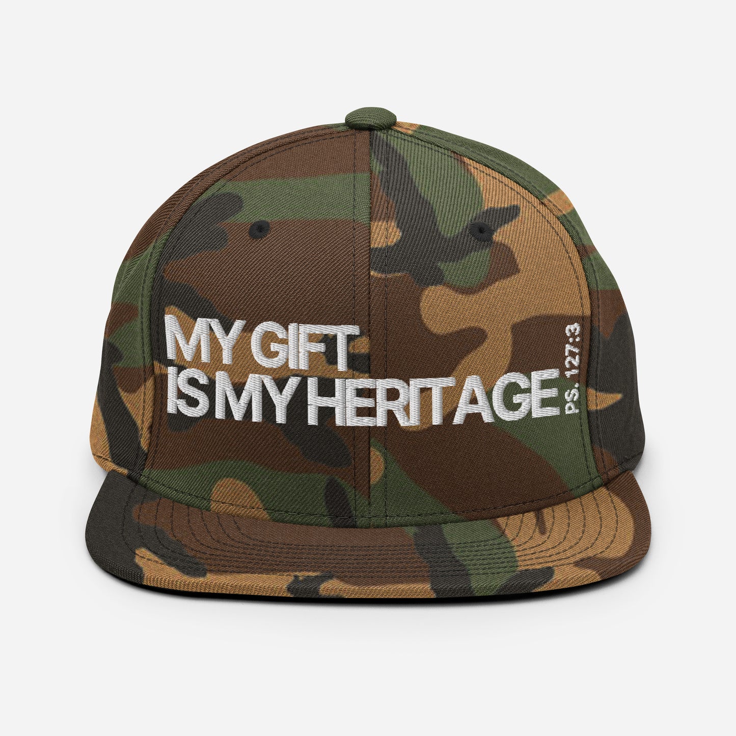 Heritage from the Lord - Snapback Hat in Camo/Spruce/Ebony (Single)