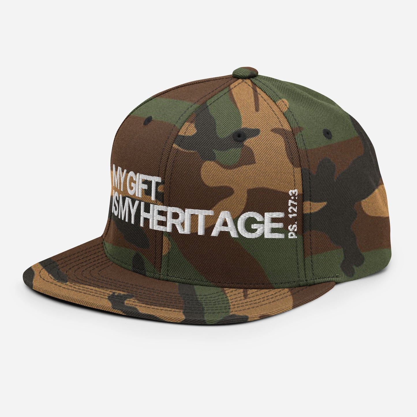 Heritage from the Lord - Snapback Hat in Camo/Spruce/Ebony (Single)