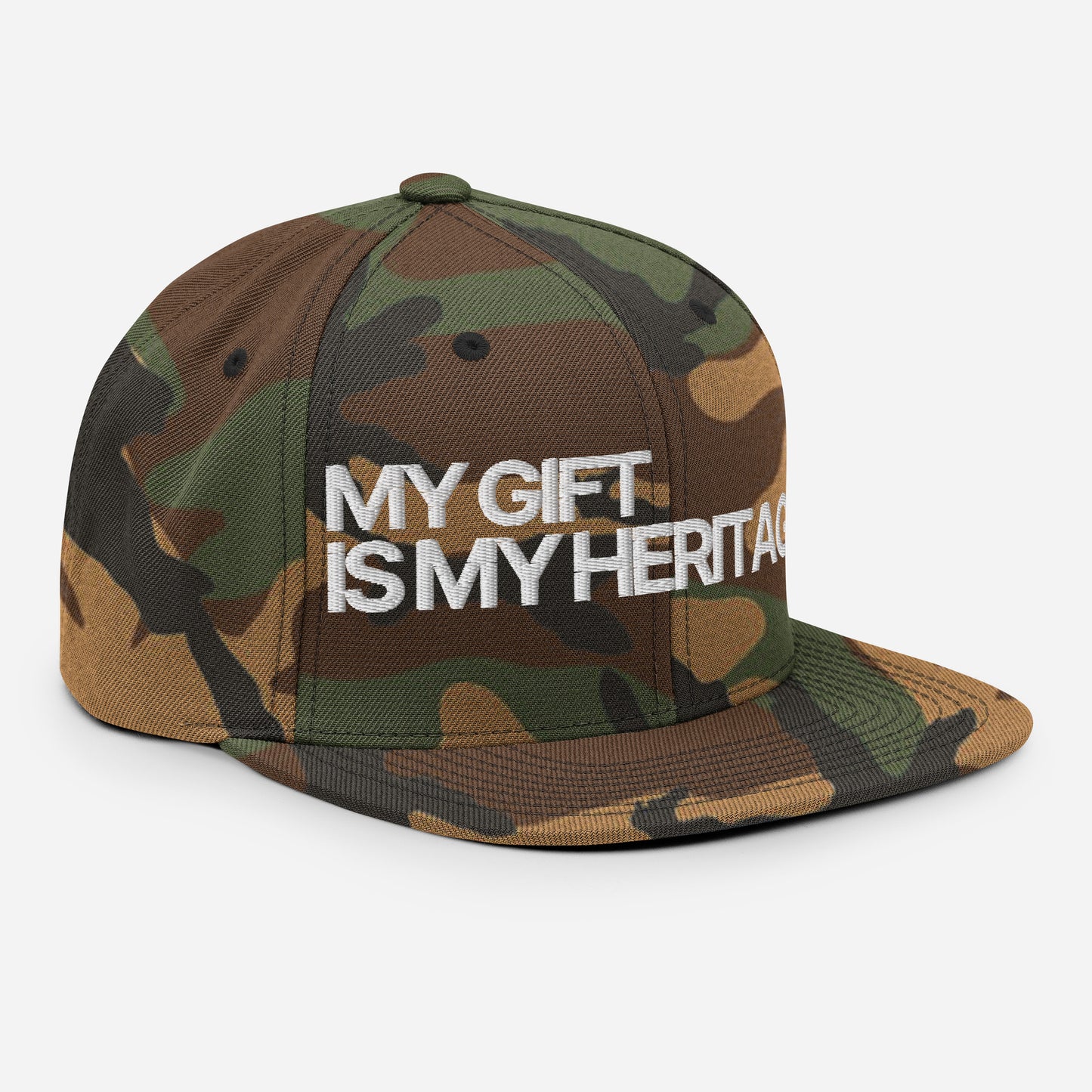 Heritage from the Lord - Snapback Hat in Camo/Spruce/Ebony (Single)