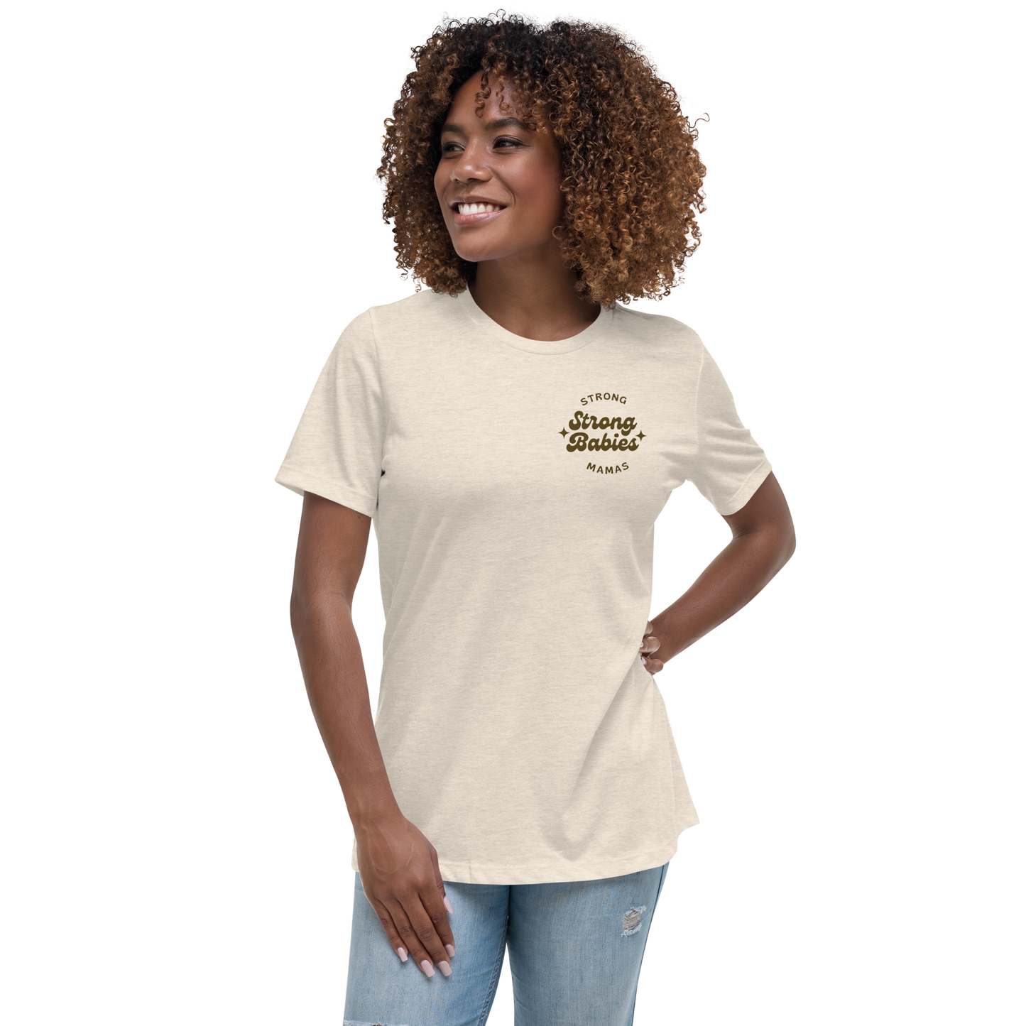Strong Mama Strong Babies - Women's Relaxed Shirt in Ecru/Stone/Ivory